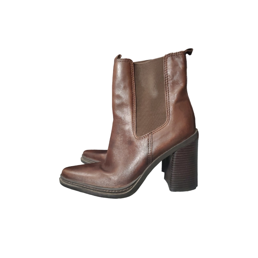 MIA Vintage Brown Leather Chunk Ankle Boots